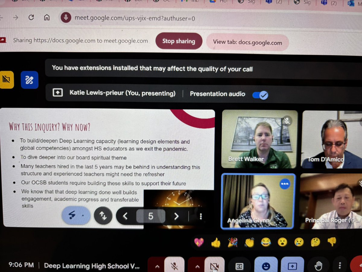 klewis_prieur's tweet image. Never too late for Deep Learning!  Literally.  Our @OttCatholicSB HS DL inquiry team is really enjoying this evening sharing with and learning from the group that visited us last year from Taiwan!  #learningPartnerships @ocsbDL