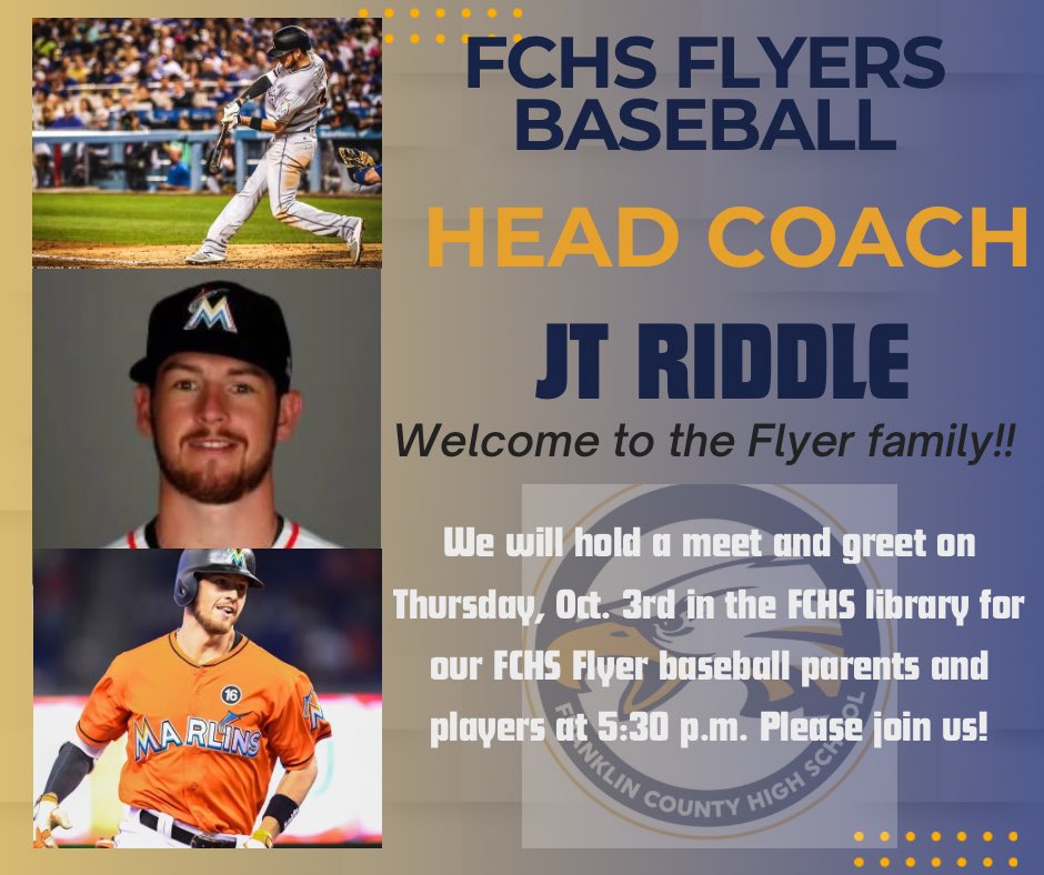 Super excited to welcome Coach JT Riddle to the Flyer family as our next head baseball coach! Proven leadership, passion, player development, and experience at the highest level of play will foster a bright future for the Flyers! #Winner #Yes