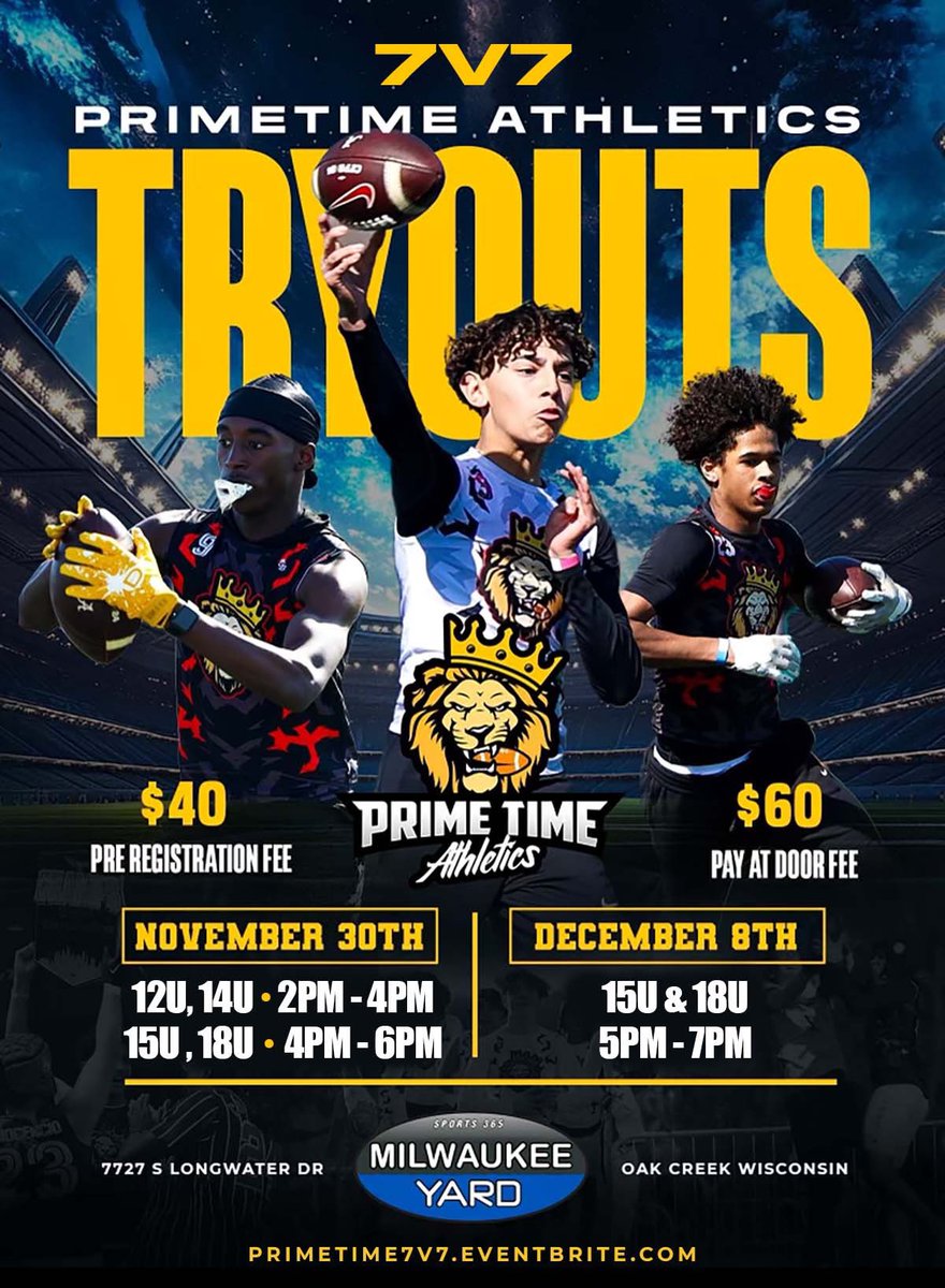 Lock in with us 

PrimeTime7v7.eventbrite.com