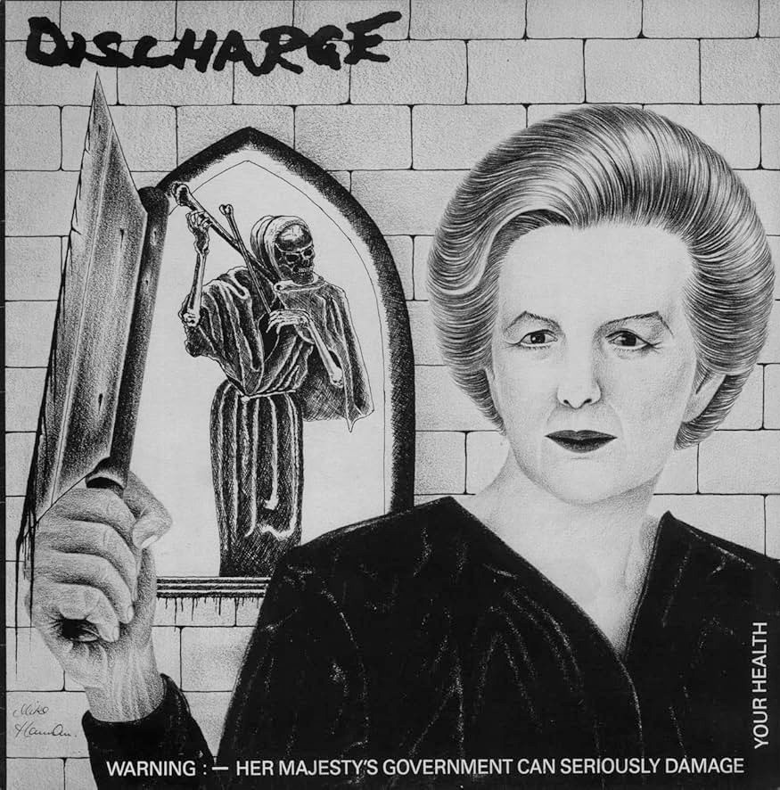 OpciondeVida's tweet photo. El 1 de octubre de 1983 se publica "Warning: Her Majesty's Government Can Seriously Damage Your Health", el sexto EP de DISCHARGE.
⁣
Fue producido por Mike Stine y publicado bajo el sello Clay Records. https://t.co/bbZ05R5IPY