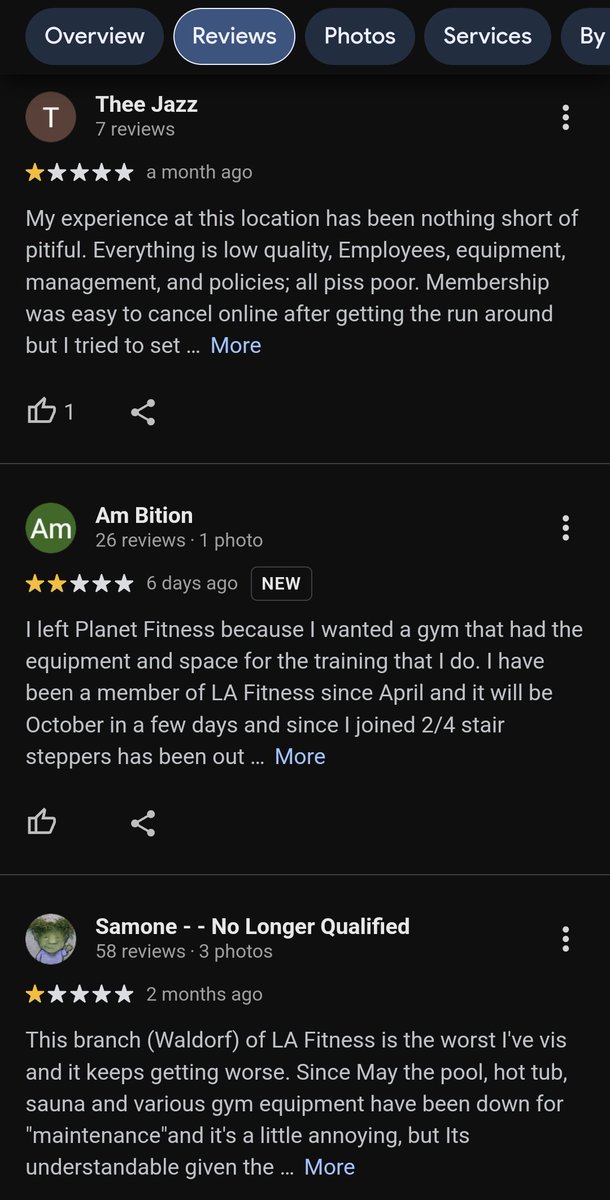 MsAuguste35's tweet photo. @LAFitness why is the Waldorf Maryland location on such a #decline please #DOSOMETHING the recent #Google reviews are #TERRIBLE https://t.co/m56HYAe3iS