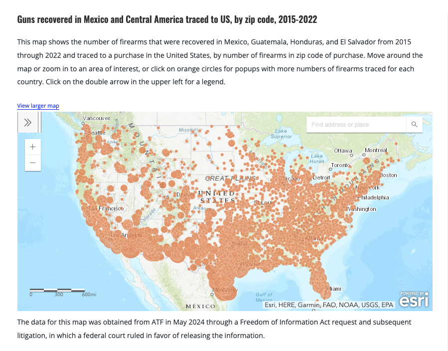 Here's where all the guns in Latin America come from, if you want to know where the violence that migrants are running away from originates: stopusarmstomexico.org/gun-traces-by-…