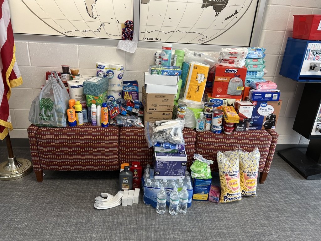 ⭐️Elon Elementary! You are amazing!!! Thank you!!! One bin full and headed towards Jackson County, NC!!! Let's see how many more bins we can fill!!! ⭐️  Please continue to send in donations, our western counties are in dire need!