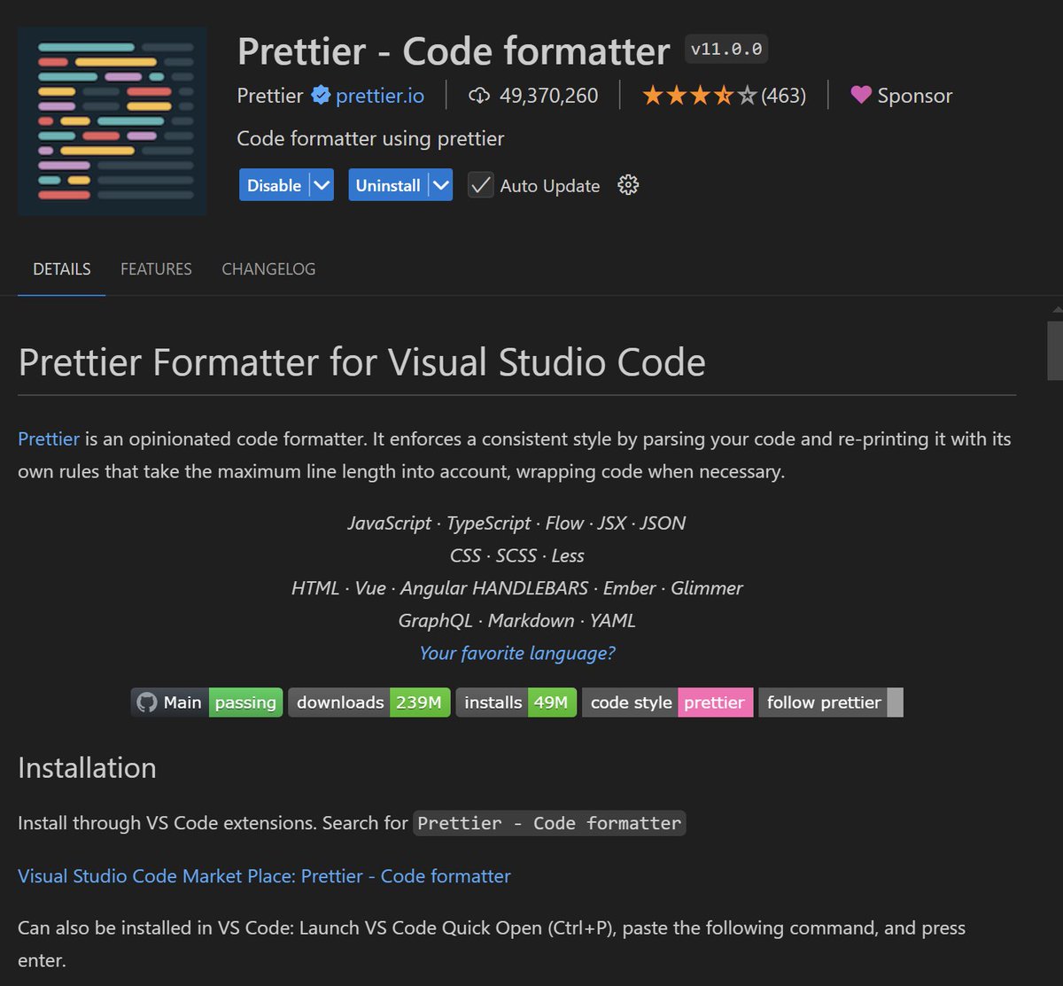 askzayn9's tweet photo. (2/7) 1️⃣ Prettier
Prettier keeps your code organized and automatically formatted. No more worrying about messy indentation or inconsistent styling. It works like magic with HTML, CSS, JavaScript, and more!

#CodeFormatting #VSCodeExtensions https://t.co/rv43L2F5Hi
