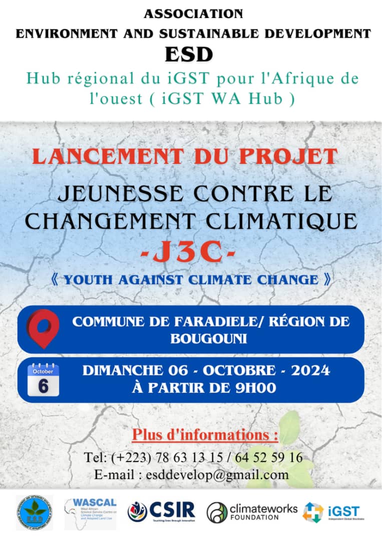 ESD_association's tweet photo. Lancement du projet  𝐉𝟑𝐂 "𝐘𝐨𝐮𝐭𝐡 𝐀𝐠𝐚𝐢𝐧𝐬𝐭 𝐂𝐥𝐢𝐦𝐚𝐭𝐞 𝐂𝐡𝐚𝐧𝐠𝐞" , 𝟎𝟔 𝐨𝐜𝐭𝐨𝐛𝐫𝐞 𝟐𝟎𝟐𝟒, commune de Faradiélé

Programme de Petites Subventions de iGST WA Hub 
FI : WASCAL
IP : Association ESD
@IgstHub @wascalclimate @CSIR @ClimateWorks  @EUEnvironment https://t.co/orUkYjrw5e