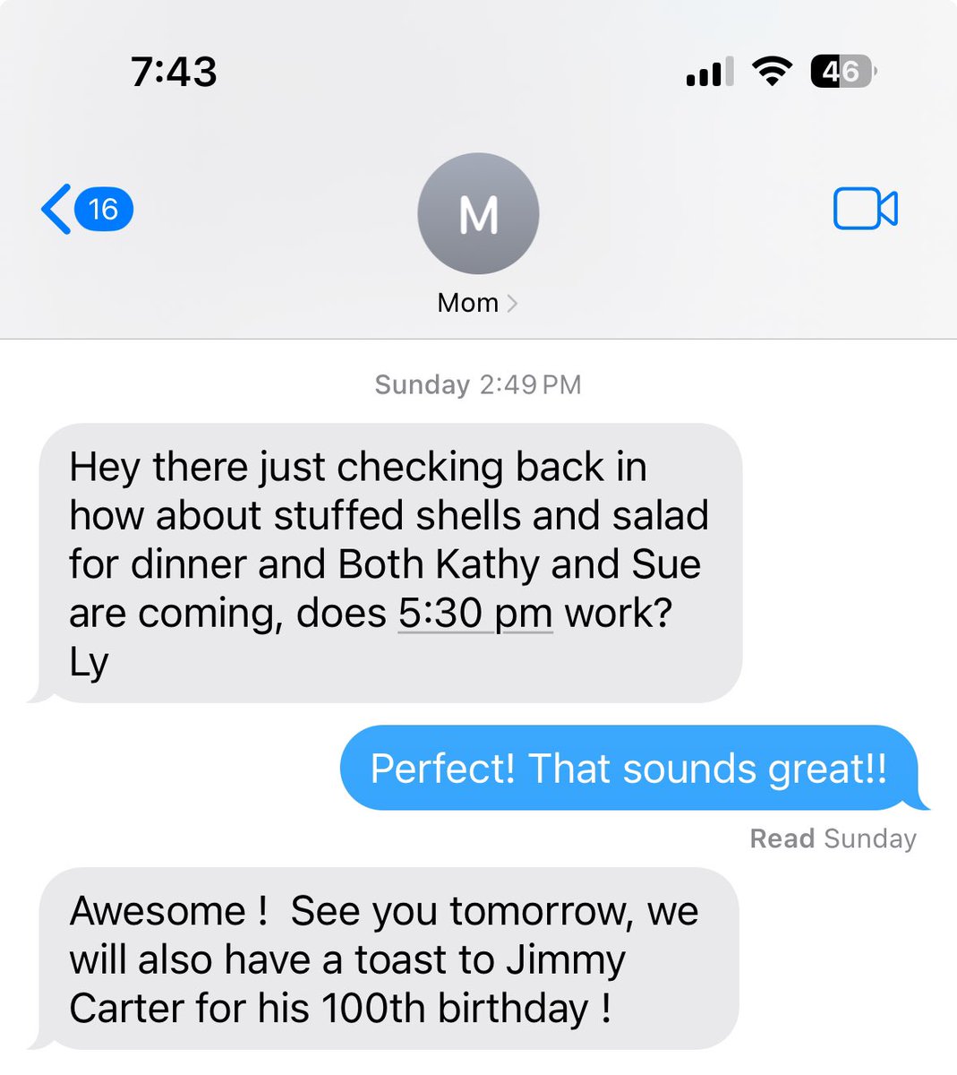 Texting with mom 😌