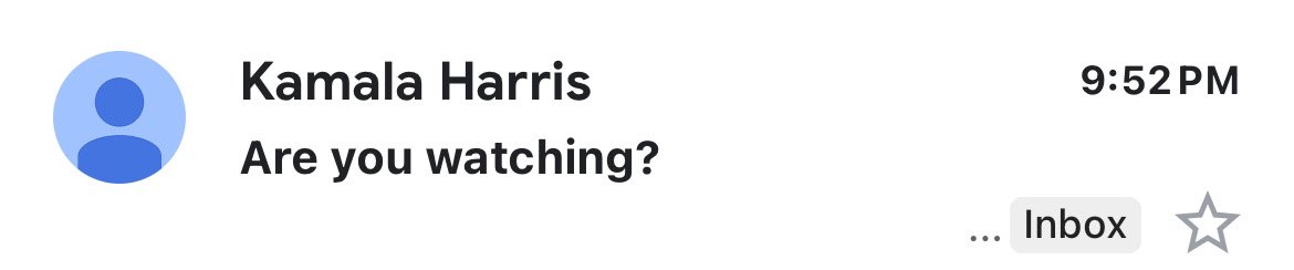 AJBoed's tweet photo. —Haven’t opened in 2 years

—Never clicked

—Never donated

—Marked as spam

But this somehow hits my Gmail’s primary inbox in the middle of the debate. 

Seems fair. https://t.co/o6uxzYCkmP