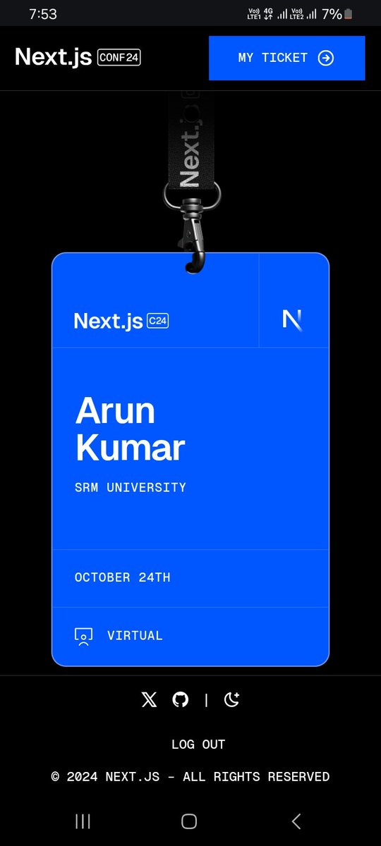 arunkumar796's tweet photo. Just got my ticket for @nextjs Conf24
#Nextjs https://t.co/wAZRwAPFqD