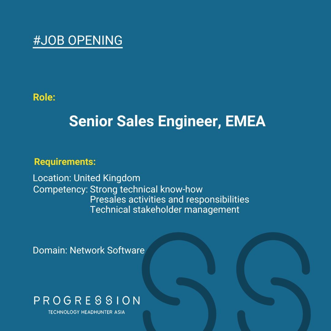 Progress_Search's tweet image. Opportunity Alert!

We are looking for a highly technical but business-savvy engineer. Someone experienced in doing presales and managing technical stakeholders. Detailed JD at the link buff.ly/3TGbN8w 

#ProgressionSearch #TechnologyHeadhuntersAsia #Singapore #JobOpening