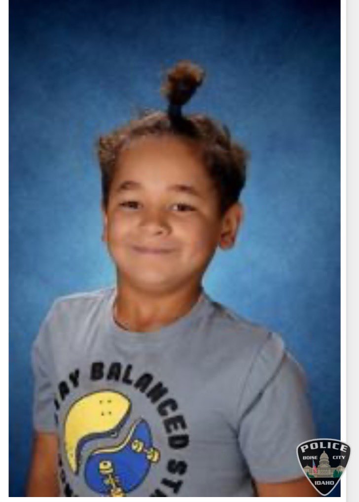 BoisePD's tweet photo. Have you seen Joseph? Joseph is 11-years old and has been missing since 4 o’clock today. He was last seen near W. Fairview and 17th Street in downtown Boise and he was wearing a black shirt and black shorts with SpongeBob socks and tan vans type shoes.  (1/2) https://t.co/jwMk3IHc41