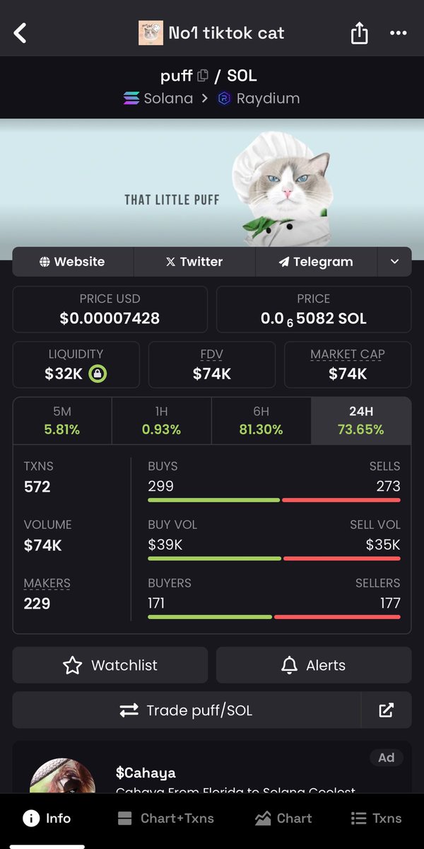 pxmoer's tweet photo. Your last chance of buying $puff under 100k Mc …

$manuyu made me 2m$ #no1 dog in tiktok with 5 million followers 

$puff no 1 cat in tiktok with 11 million followers 

$manuyu sitting at 26 m mc 

$puff sitting at below 100k doesn’t make sense 
Cats cuter

Millions soon  
$sol