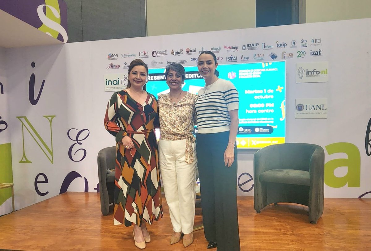La Comisionada <a href="/yolidabeyac/">Yolidabey Alvarado</a>, participó en la <a href="/FeriaLibroMty/">Feria Internacional del Libro Monterrey</a>, donde presentó las 3 Guías de la Comisión de Derechos Humanos, Equidad de Género e inclusión social (<a href="/cdhegis/">@CDHEGIS</a>) del <a href="/CONAIP_SNT/">Sistema Nacional de Transparencia</a>. También participaron Gabriela Muñoz Treviño de <a href="/IgualdadNL/">Secretaría de Igualdad e Inclusión de Nuevo León</a> y la Comisionada <a href="/MEPH_IDAIP/">Maria Eugenia Perez Herrera</a>.