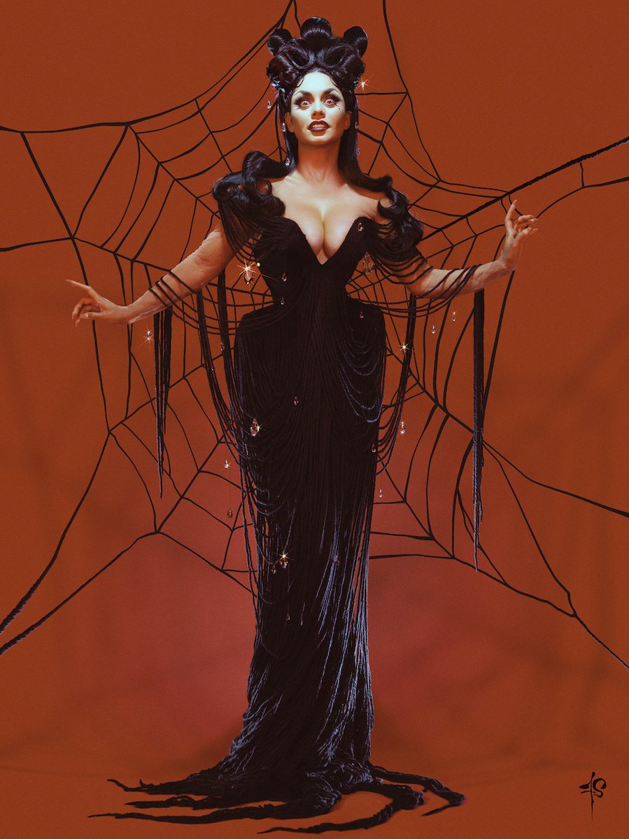 FranzSzony's tweet photo. Portrait of the gorgeous @VanessaHudgens as "The Black Widow", taken in October of 2020.  

Gown by @MHebertOfficial , MUA @shablamgela and coiffure by Tony Medina. https://t.co/BIZnZiVaHR