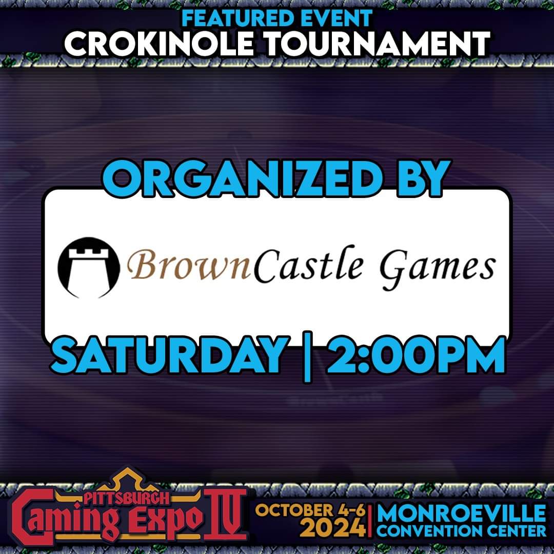 Pittsburgh Retro Gaming (@pghretrogaming) on Twitter photo Amazing specialty events at PGX this year! 🎲 <a href="/GamewickGames/">GameWick Games</a> brings 2 days of Shuffling Horror (Fri & Sat 6PM), and <a href="/StevenBrownBCG/">Dr. Steven Brown (BrownCastle Games)</a> at Brown Castle Games is hosting a Crokinole tournament Sat at 2PM! More tabletop surprises to come. Only 3 days left! #PGX2024 #TabletopGames Amazing specialty events at PGX this year! 🎲 <a href="/GamewickGames/">GameWick Games</a> brings 2 days of Shuffling Horror (Fri & Sat 6PM), and <a href="/StevenBrownBCG/">Dr. Steven Brown (BrownCastle Games)</a> at Brown Castle Games is hosting a Crokinole tournament Sat at 2PM! More tabletop surprises to come. Only 3 days left! #PGX2024 #TabletopGames