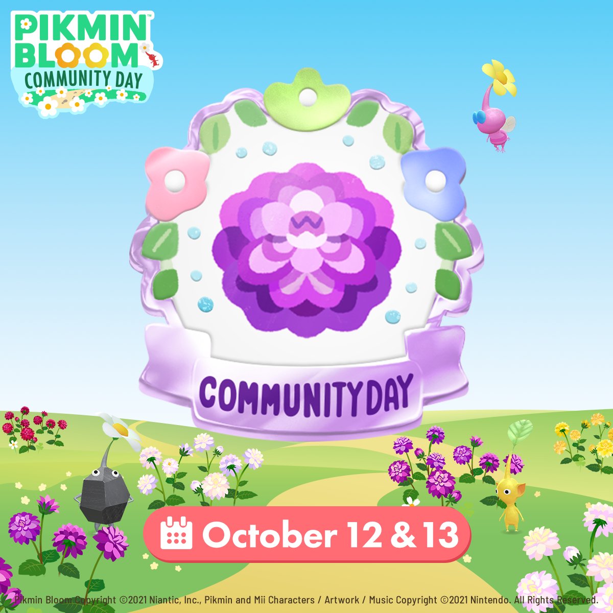 ＼10/12(土)＆10/13(日) ／
#コミュニティデイ 開催🌱✨

2日間のどちらかで1万歩達成すると
「ダリア」のフラワーバッジがもらえます💐

ダリアのビッグフラワーを咲かせて
街を華やかに彩りましょう🎶

詳細はブログをチェック✅
pikminbloom.com/news/oct24-com…