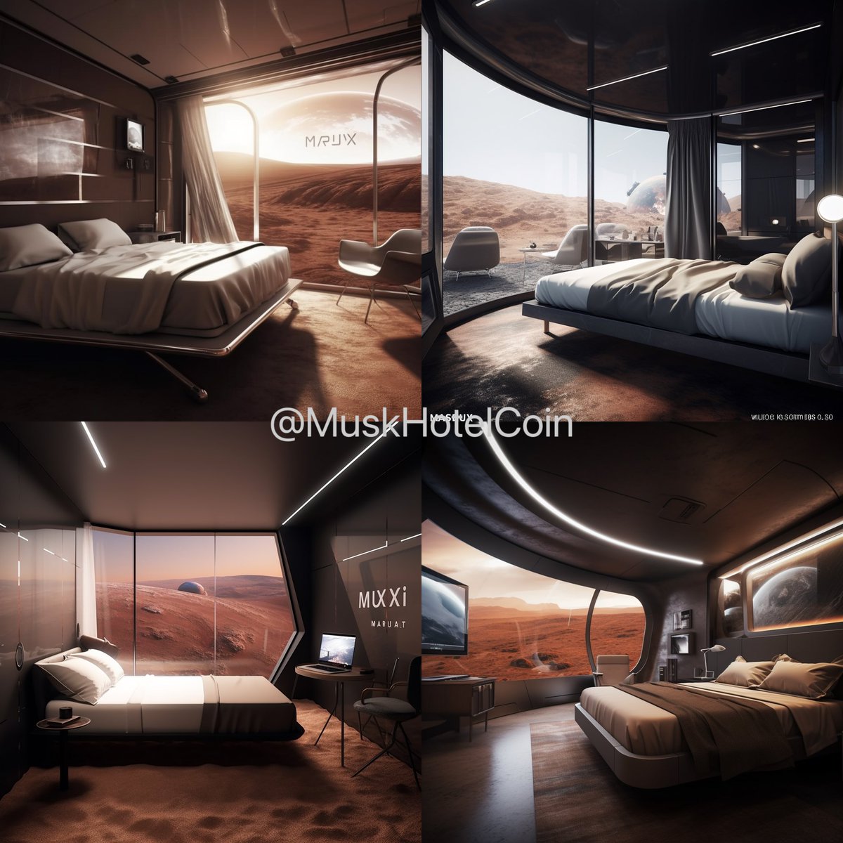 MuskHotelCoin's tweet image. &quot;Sweet dreams are made of these... Mars views and zero-gravity snoozes in #MuskHotel&apos;s rooms. Who would disagree? 🚀🛌 #SpaceSleep #MartianDreams&quot;#MusHotel