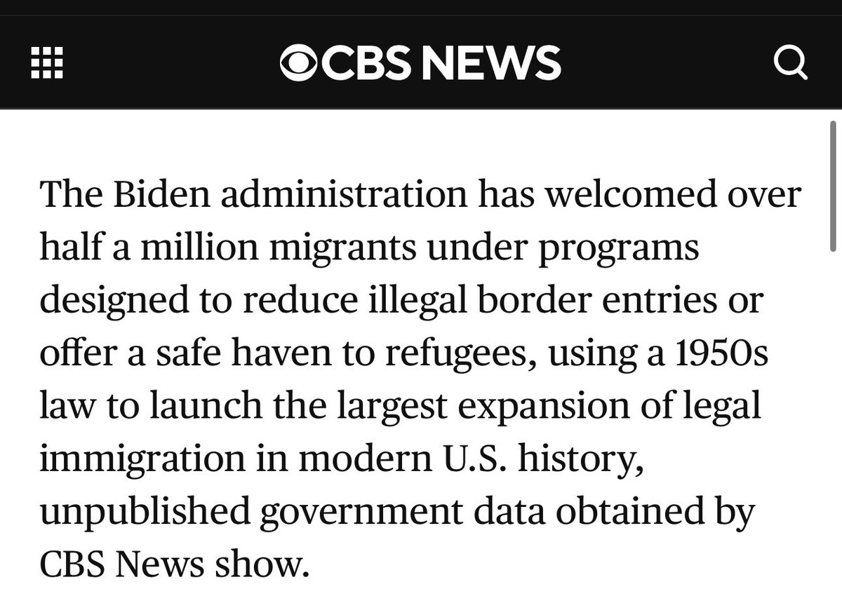 eduneret's tweet photo. @BillMelugin_ Even CBS previously reported that Biden started parole to “reduce illegal border” crossings.

In other words, before parole, these migrants were like every other illegal.

The only difference is that they are now being flown in

It was all for optics to say they reduced crossings https://t.co/Zm7kgQ8vRr