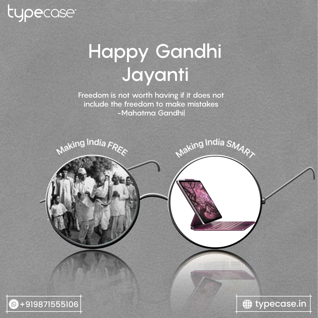 typecase_india's tweet photo. Celebrating the legacy of Mahatma Gandhi, who made India free, while Typecase contributes to making India smart with innovative tech solutions. Let’s remember, freedom also means the freedom to create, innovate, and evolve. ✨
.
.
.
.
#HappyGandhiJayanti #GandhiJayanti2024 https://t.co/RKirNeWOQD