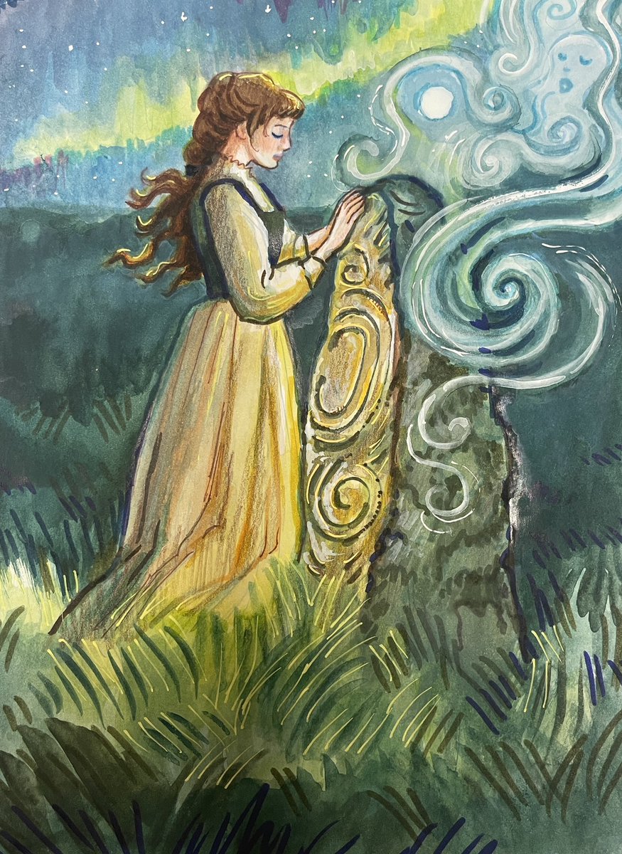 #artober2024 #scbwiartober #scbwiartober2024 - Day 1 - October 1st - prompt: “whispers” - I went with ancient voices whispering from beyond.