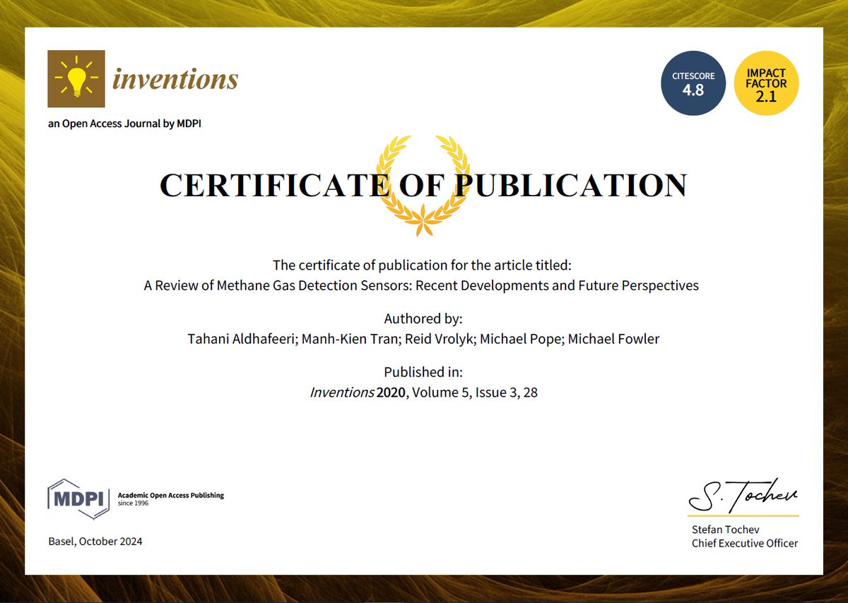 inventions_MDPI's tweet image. Highly Cited Paper✨

📜 A Review of Methane Gas Detection Sensors: Recent Developments and Future Perspectives

✍️Tahani Aldhafeeri, et al. @UWaterloo

Read the full article here:
🔗 mdpi.com/2411-5134/5/3/…

#technology #nanodevices #sensors