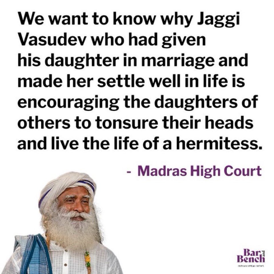 shashank_ssj's tweet photo. @StringReveals Shocking to see Madras High Court putting up questions contrary to Article 21 of Indian Constitution i.e. Right to Life.

What someone does in their life shouldn’t concern anyone.

@SadhguruJV must respond to these “questions” appropriately, because it is sensualising the issue. https://t.co/dOYcEI7yU3