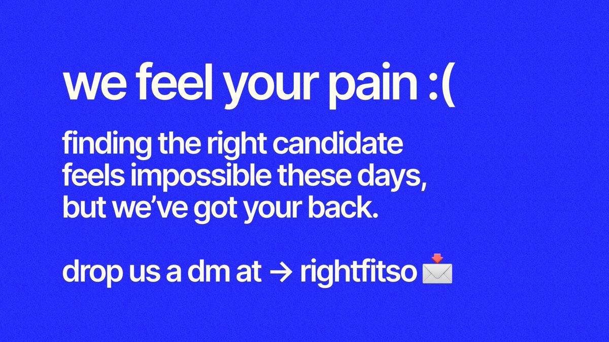 rightfitso's tweet photo. got your inbox packed with 500+ resumes and portfolios, and it’s a struggle picking the right candidate?

what if you had filtered profiles, where candidates are already selected based on their proof of work? https://t.co/RJdJSCZEt1