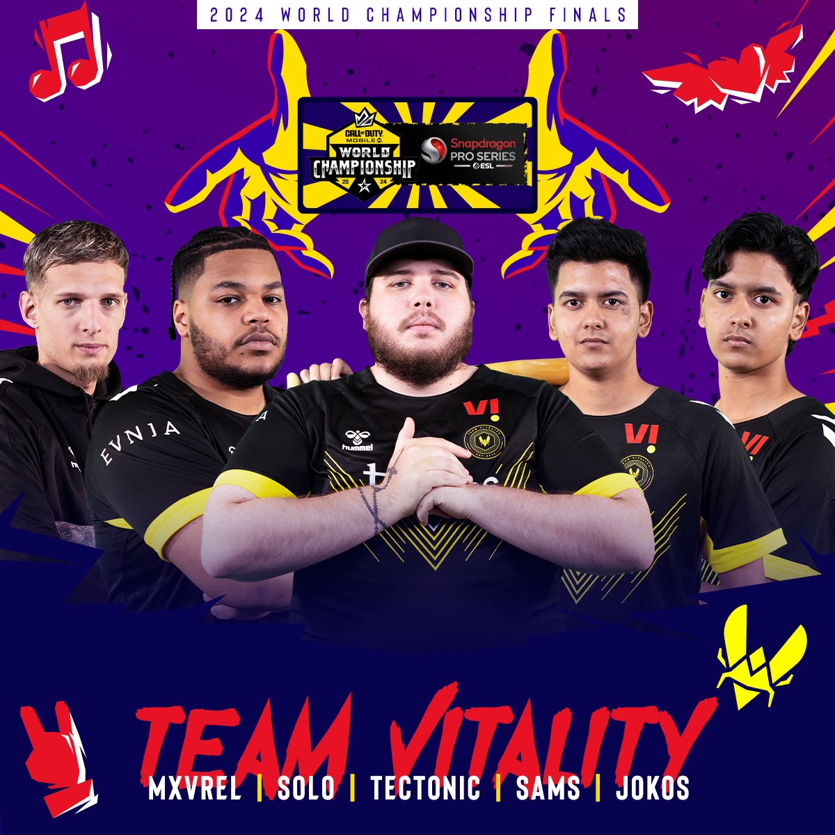 ESLCODM's tweet photo. .@TeamVitality has arrived to the #SnapdragonProSeries #CODMChamps24

Not wanting to fall in the Champs opening round yet again, the Hive has assembled an international roster poised for success 

@_Tectonic_ @MarvelCODM @codm_solo @SamsBolte @VitalityJokos @GigaCali https://t.co/E5QLsJqv8Y