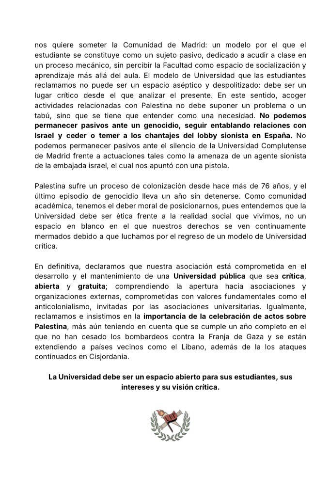 ‼️COMUNICADO
Sobre la cancelación de las ponencias de Masar Badil del 3 de octubre en nuestra facultad