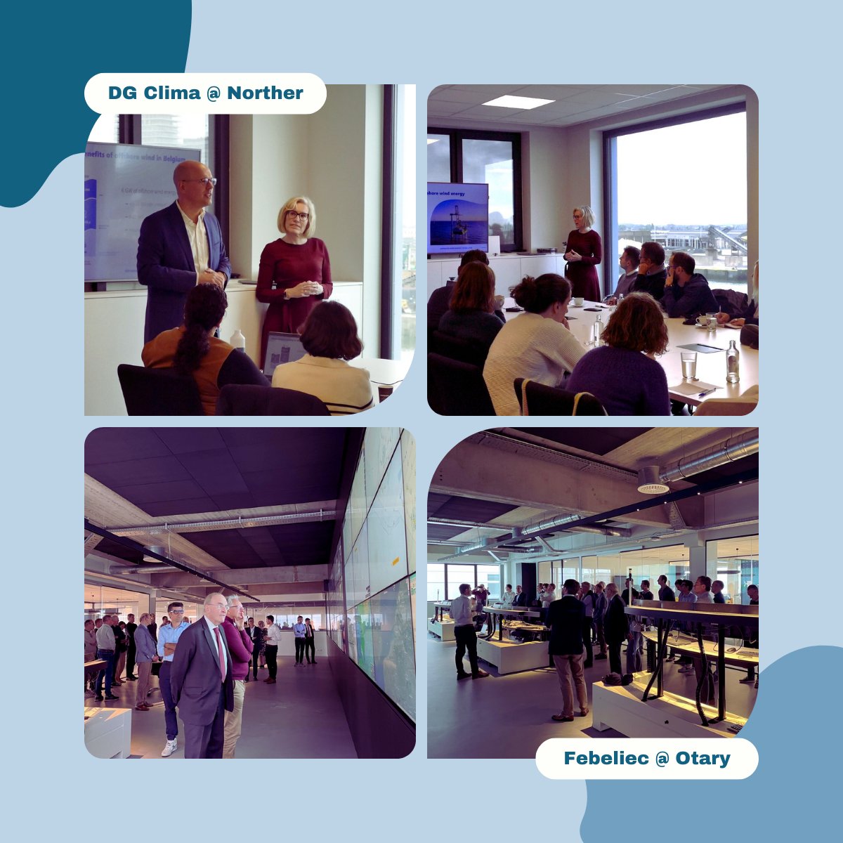 👋 At <a href="/BelgianOffshore/">Belgian Offshore Platform</a> , we are always excited to talk about #offshorewindenergy in #Belgium.
 
🤝We recently had the pleasure to meet the people from DG Clima (Directorate-General for Climate Action) at <a href="/norther_wind/">Norther</a> and the Board of Directors of Febeliec at <a href="/Otary14/">Otary</a>.
