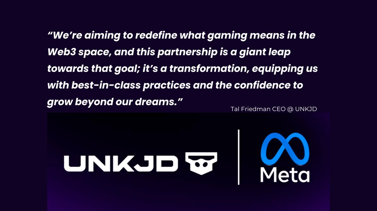 UNKJD Studio (@unkjdgames) on Twitter photo “We’re aiming to redefine what gaming means in the Web3 space, and this partnership is a giant leap towards that goal”. UNKJD CEO, <a href="/FriedmanTal/">Tal Friedman</a>
META X UNKJD 🔥
$MBS “We’re aiming to redefine what gaming means in the Web3 space, and this partnership is a giant leap towards that goal”. UNKJD CEO, <a href="/FriedmanTal/">Tal Friedman</a>
META X UNKJD 🔥
$MBS