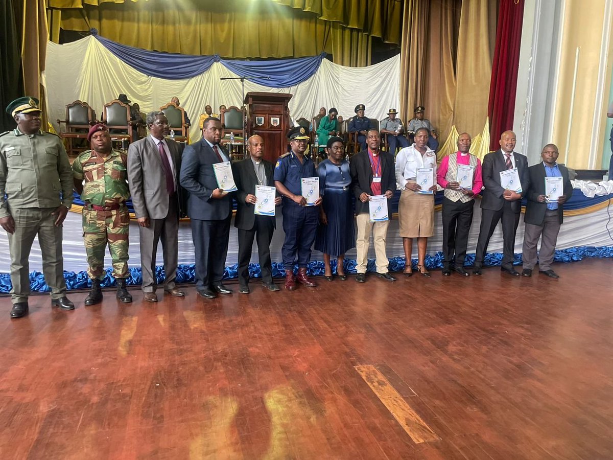 zccinzim's tweet photo. It was an honor to conclude yesterday's Police-Churches Partnership March against Crime on a high note, with members of the PCPB executive committee posing with Honorable Judith Ncube after signing their pledge. Bishop MMS Dube proudly read out his pledge. #UnitedAgainstCrime https://t.co/VqUKgkXVCn