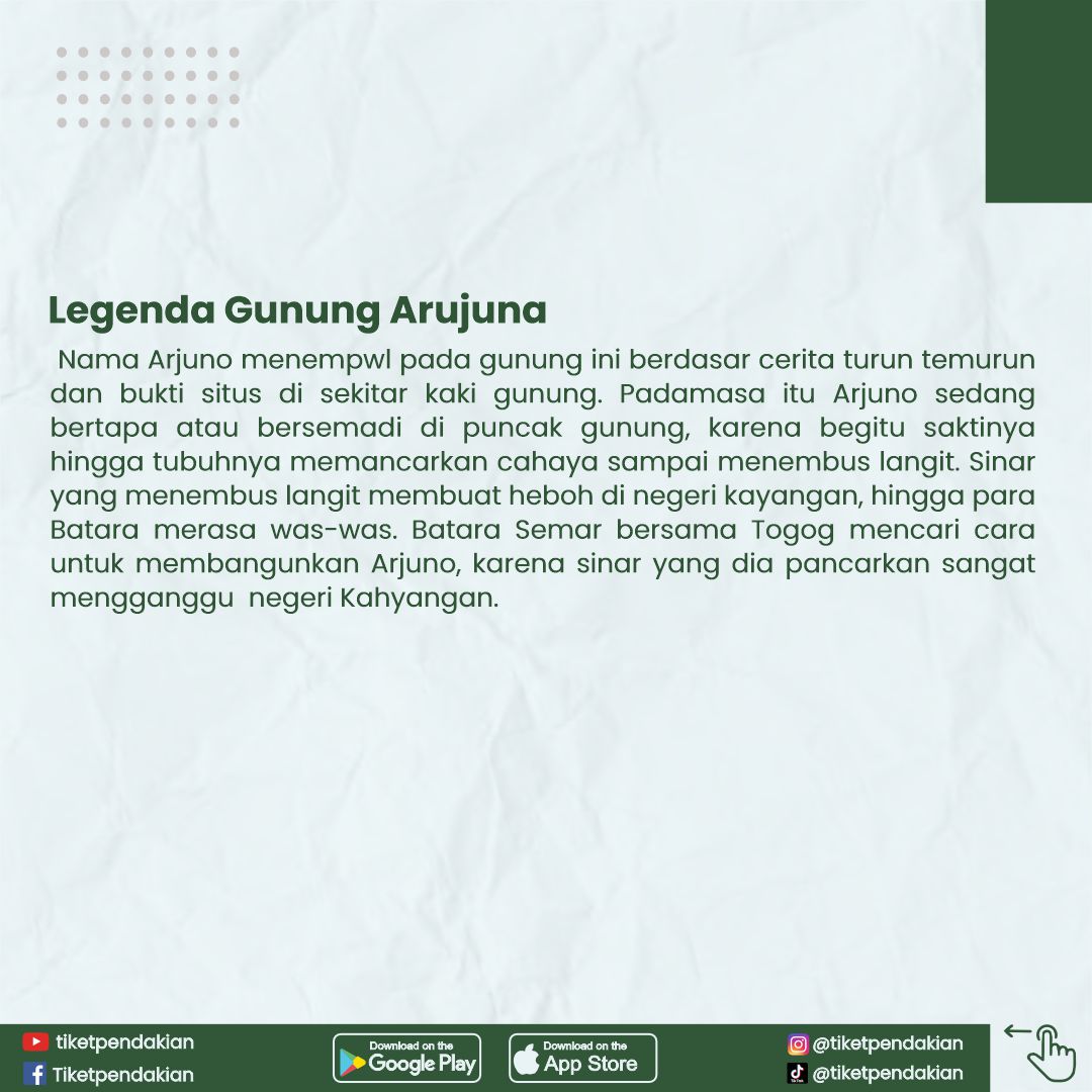 tiketpendakian's tweet photo. Di balik megahnya Gunung Arjuna, tersimpan kisah legenda yang menarik🌄✨

Gunung Arjuna tidak hanya menawarkan petualangan pendakian, tapi juga perjalanan sejarah dan mitologi yang kaya. 

#GunungArjuna #LegendaGunungArjuna #WarisanBudaya #LestarikanTradisi #tiketpendakian https://t.co/BcQ91coWcM