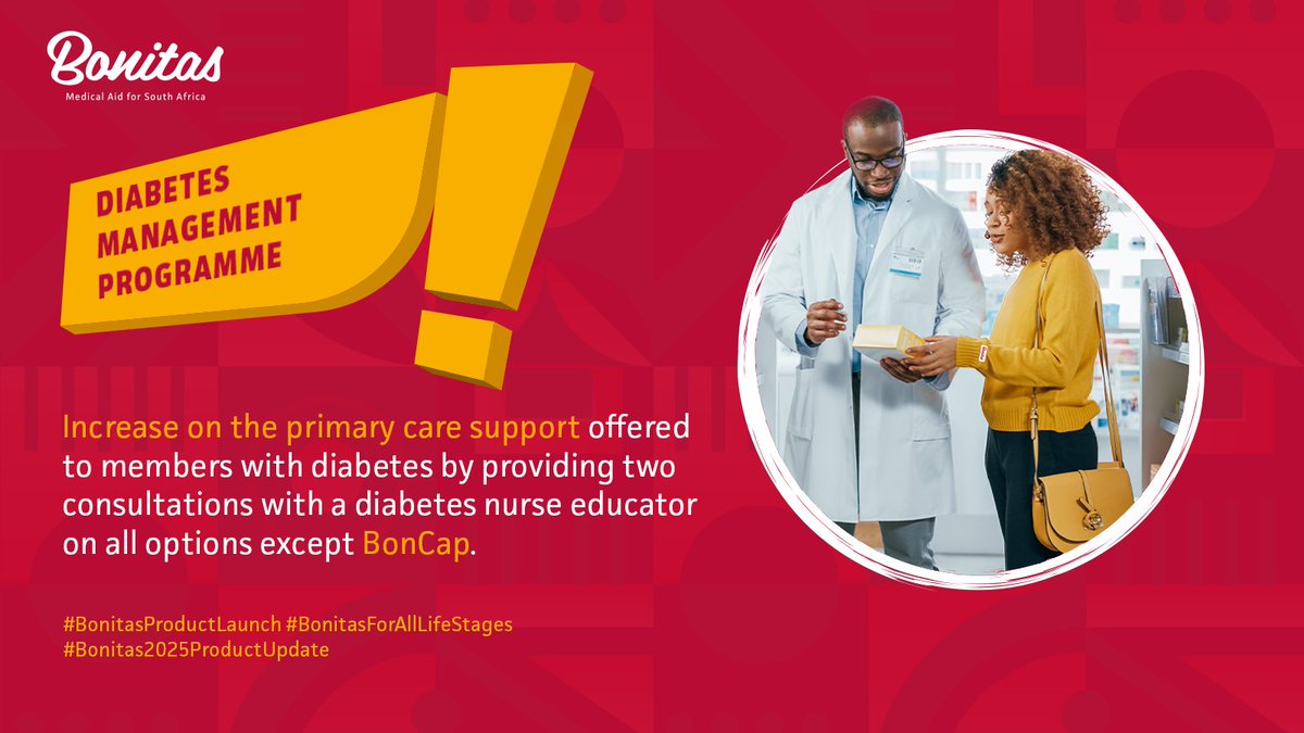 Our diabetes management programme has produced excellent clinical outcomes for our members, but diabetes prevalence remains a key concern. ​

#BonitasProductLaunch #BonitasForAllLifeStages #Bonitas2025ProductUpdate