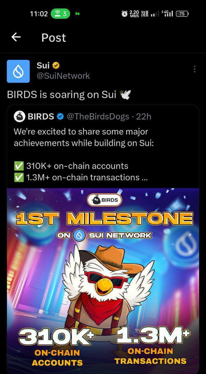 #Birds New #Airdrop 🔥🔥
#Sui Officially Support The "Birds" Mini App

Join:- t.me/birdx2_bot/bir…

👉Start Bot &amp; Continue 
👉Go "Asset" Create SUI Wallet "Save" Phrase
👉Complete All Task
👉Connect "X" And Get Your Bonus
👉Some more awesome features check &amp; Complete
