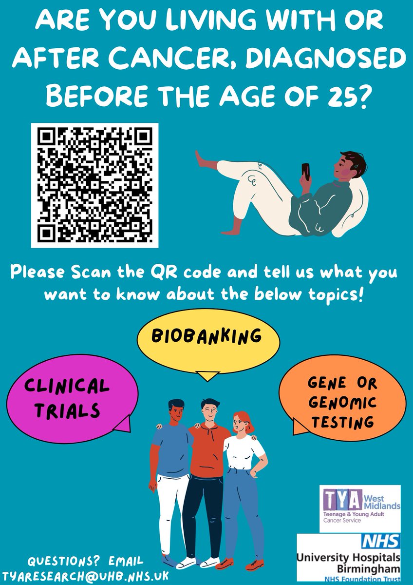 Are you living with or after cancer, diagnosed before the age of 25, or do you know someone who is? <a href="/TYAResearch/">TYAR</a>  are carrying out a survey to establish the information needs of young people  diagnosed with cancer. Read more here: buff.ly/3zGzLJN
