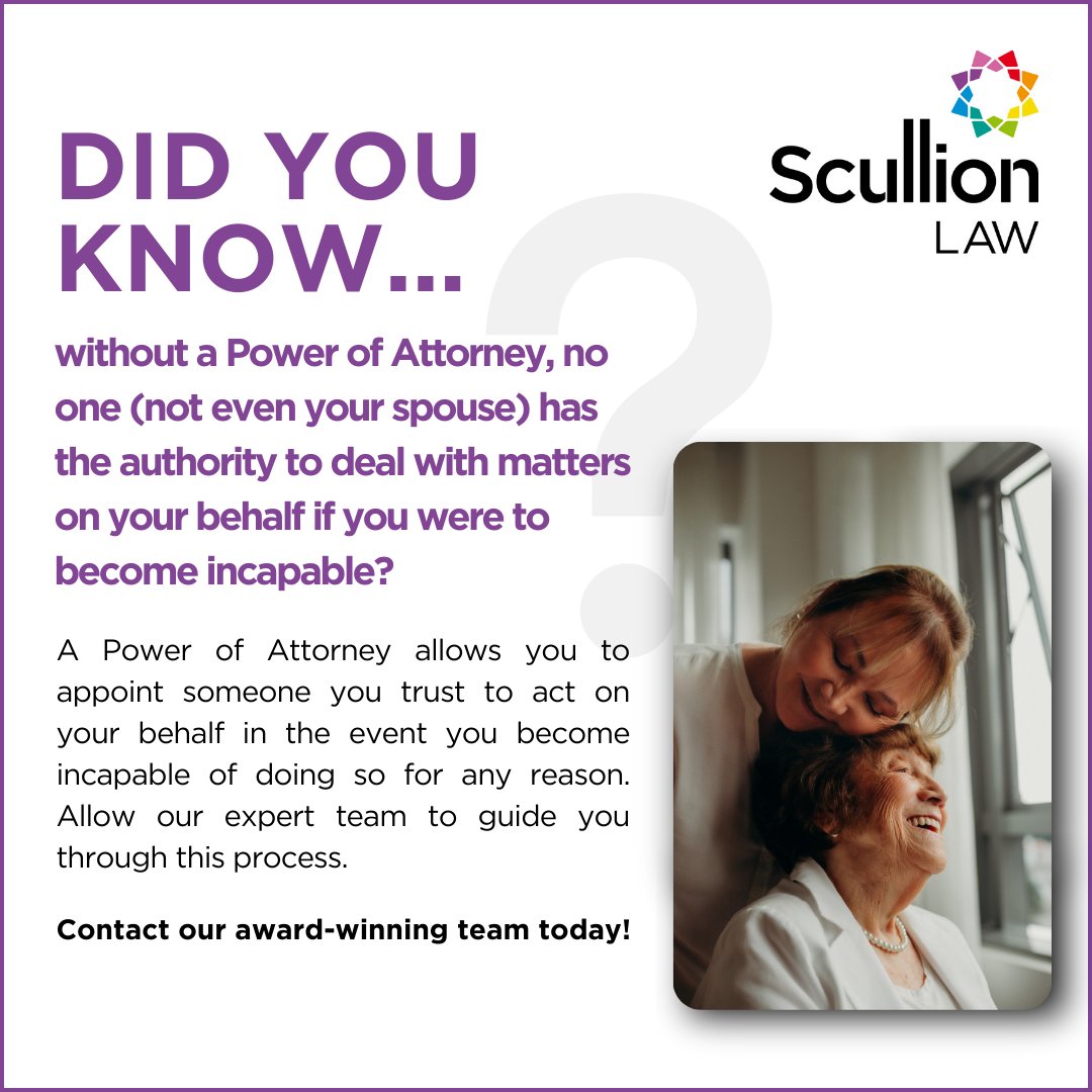 Stay in control of your health and wealth with a Power of Attorney from Scullion LAW. 

Why choose us?
1️⃣Multi-Award-Winning Solicitors
2️⃣Top-Rated Law Firm 
3️⃣Stress-Free Service

Contact us today - scullionlaw.com/wills-and-powe…

#ScullionLAW #PowerOfAttorney #PrivateClient