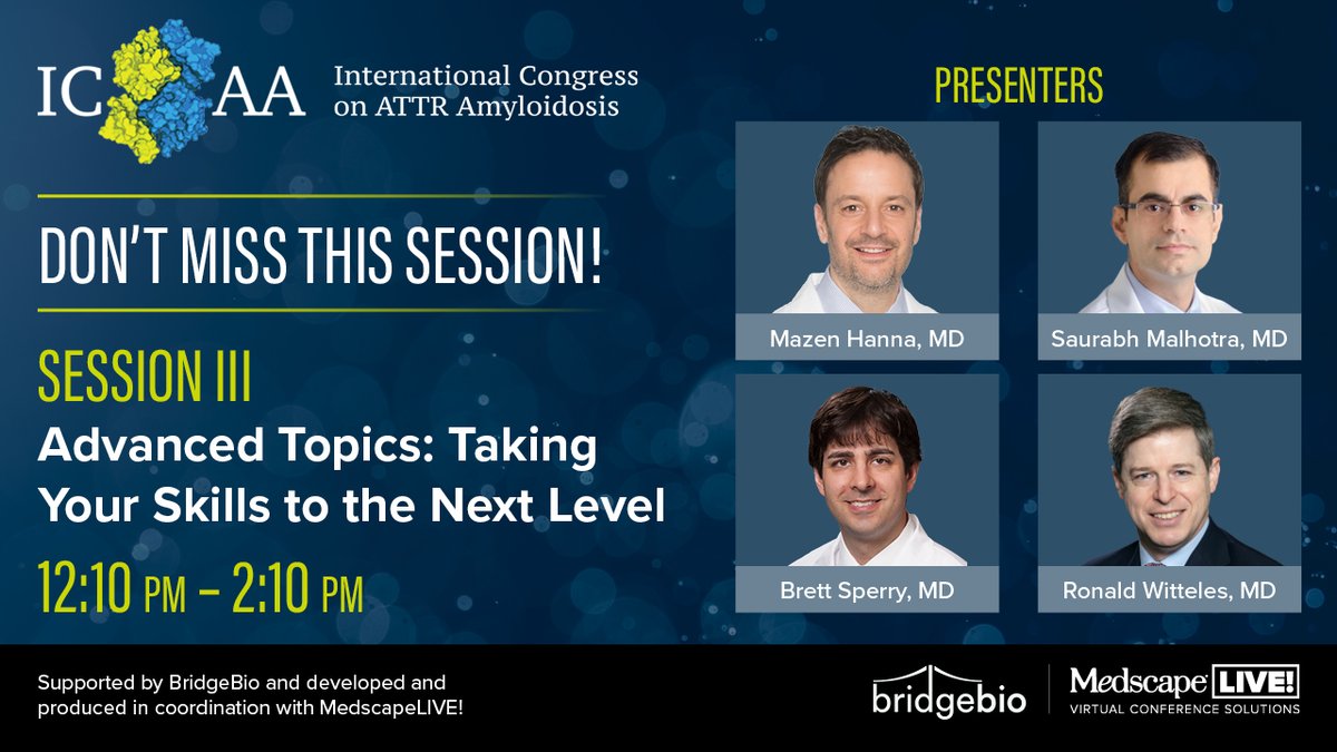 🚀 Elevate your expertise in ATTR-CM at the 3rd International Congress on ATTR Amyloidosis. Interactive, 🧠 expert-led session with <a href="/maz_hanna/">Mazen Hanna</a>, <a href="/BrettSperryMD/">Brett Sperry, MD</a>, <a href="/NotNoninvasive/">Saurabh Malhotra</a> and <a href="/Ron_Witteles/">Ronald Witteles</a>. 

Click here now: ms.spr.ly/6013mmT3B

 #ICAAlive24