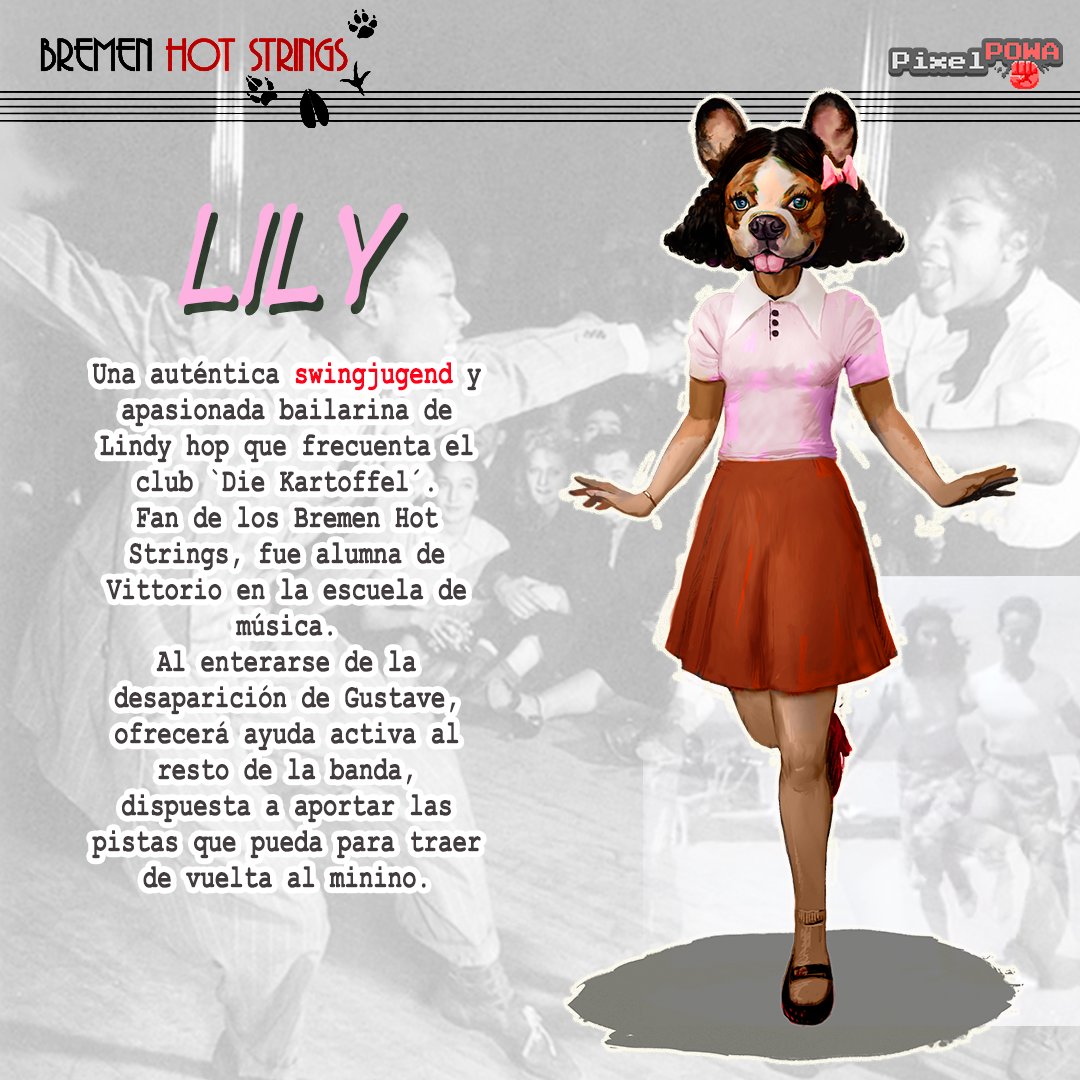 Pixel_Powa's tweet photo. Lily, una verdadera swingjugend y apasionada del Lindy hop en `Die Kartoffel´.
Se niega a quedarse de brazos cruzados tras la desaparición del buen Gustave.
¡Listos para unir fuerzas y encontrar a nuestro minino! 🐾🧡

#BremenHotStrings #LindyHop #CharacterDesign #GameDev #Swing https://t.co/RILKE20QZA