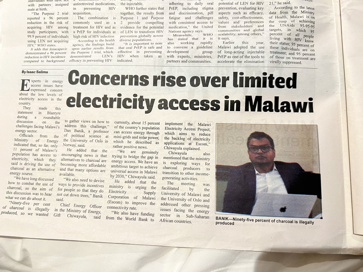 Dan Banik (@danbanik) on Twitter photo Pleased to see our roundtable discussion on energy security in Africa covered in <a href="/Times360Malawi/">Times 360 Malawi</a>
#AfricaEuropeCoRE #Norhed Pleased to see our roundtable discussion on energy security in Africa covered in <a href="/Times360Malawi/">Times 360 Malawi</a>
#AfricaEuropeCoRE #Norhed