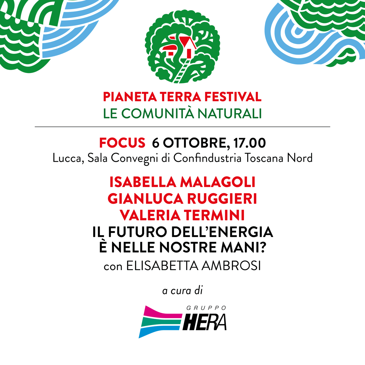 pianetaterraptf's tweet photo. IL FUTURO DELL’ENERGIA È NELLE NOSTRE MANI?
a cura di @GruppoHera 
con Isabella Malagoli, Gianluca Ruggieri, Valeria Termini e Elisabetta Ambrosi
📅 Domenica 6 ottobre ore 17.00
📍 Sala Convegni di Confindustria Toscana Nord, Lucca

https://t.co/gsSs8KmqdK https://t.co/jQY0VZatHp