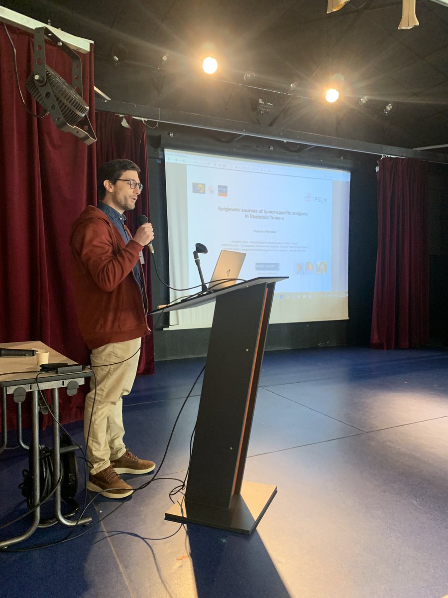 React-4Kids (@react4kids) on Twitter photo Place aux jeunes !
On poursuit la session avec <a href="/MarzFederico/">Federico Marziali</a> de l’<a href="/institut_curie/">Institut Curie</a> qui nous présente son travail sur les néo-antigènes d’origine épigénétique dans les tumeurs rhabdoides. Place aux jeunes !
On poursuit la session avec <a href="/MarzFederico/">Federico Marziali</a> de l’<a href="/institut_curie/">Institut Curie</a> qui nous présente son travail sur les néo-antigènes d’origine épigénétique dans les tumeurs rhabdoides.