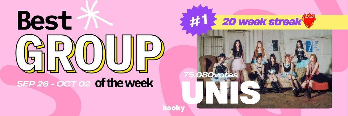 kooky__official's tweet image. #BestGroup of the week
🗳️kooky.io/ranking/354
#BestIdolOfTheWeek

🏆 RESULTS: TOP 3 🏆
🥇#UNIS 75,080 votes
🥈#TREASURE 51,810 votes
🥉#HORI7ON 30,220 votes

Check out the winner's banner on the Kooky's Ranking pages!  🔗kooky.io/ranking

#KookyPromotion #KookyRanking
