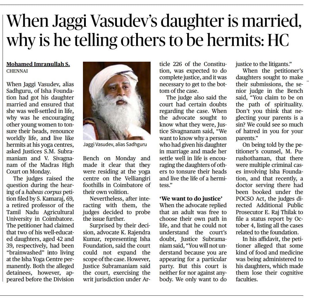 Puru_here's tweet photo. According to #MadrasHighCourt's logic 🤡

When Buddha was married why did he leave his wife and kids to become a hermit? 
When Ramkrishna was married why he let Vivekananda to become a hermit?
When Lahiri Mahasaya was married why he let his followers to become hermit? 

And so on https://t.co/u6yJbzw4cB