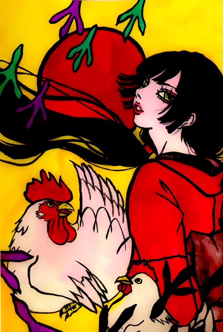 不透明水彩たち。東雲はサクラマット水彩。 #和風絵 #絵柄が好きっていう人にフォローされたい