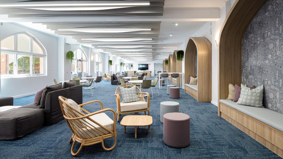 leaf_arch's tweet photo. The newly refurbished common room for students in the Upper School of Pymble Ladies’ College (Year 9 and 10) is a beautiful space that helps to promote kindness and inclusivity. 

Visit https://t.co/M3Byz7jIpg https://t.co/z7xWNmC5f1