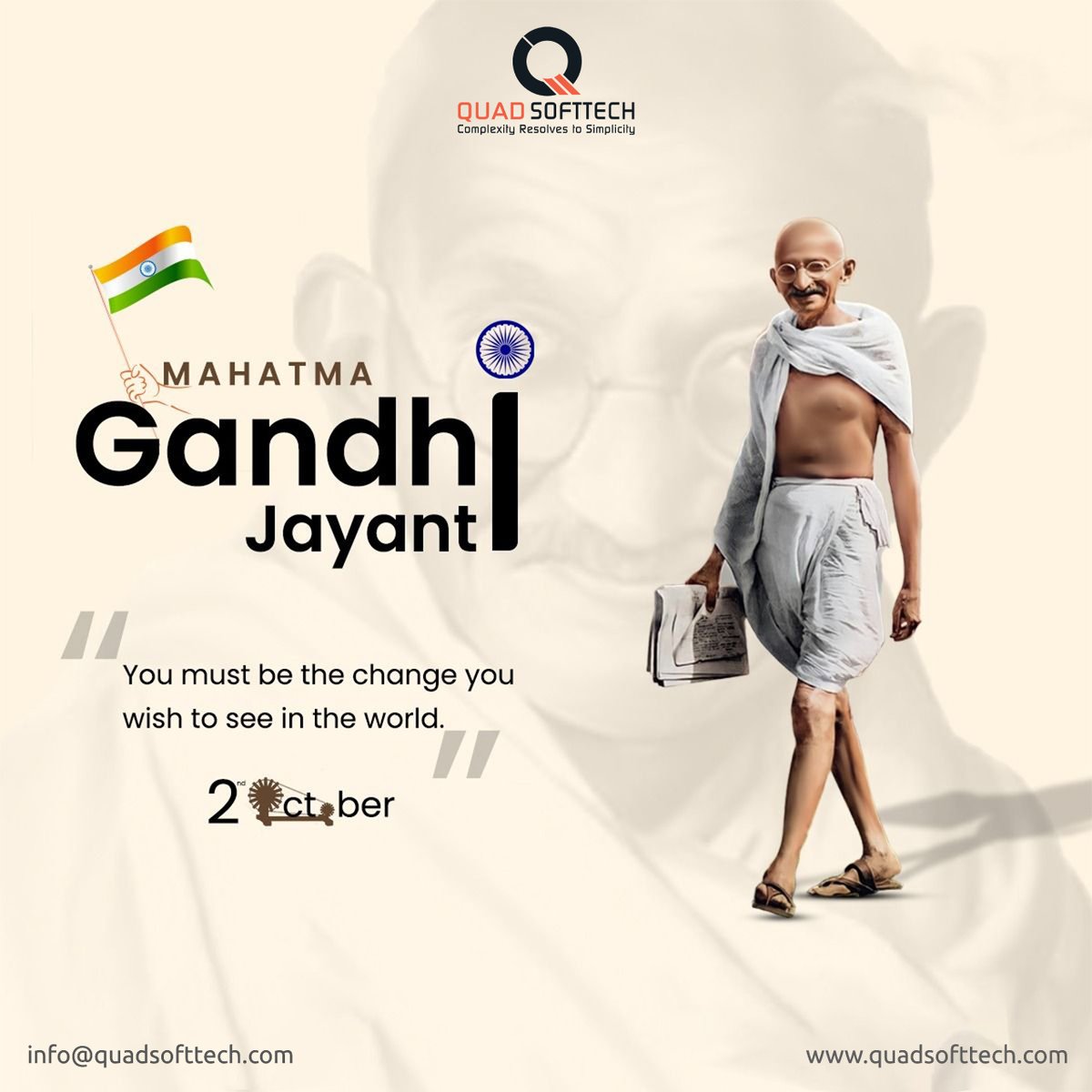 QuadSoftTech's tweet image. Happy Gandhi Jayanti !
#GandhiJayanti2024
