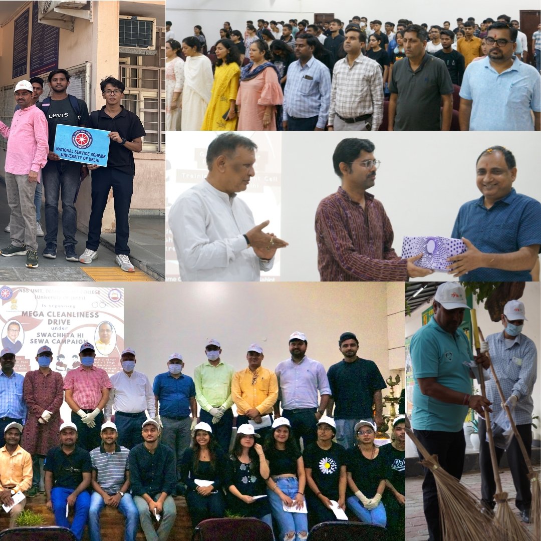 NssunitDbc's tweet photo. On September 23rd, 2024, the NSS unit of Deshbandhu College successfully organized a cleanliness drive to promote eco-consciousness among students and staff. The drive focused on key areas of the campus, including the old block, canteen, college gate, and library. #SwachhtaHiSewa https://t.co/qjGxCnPqHd