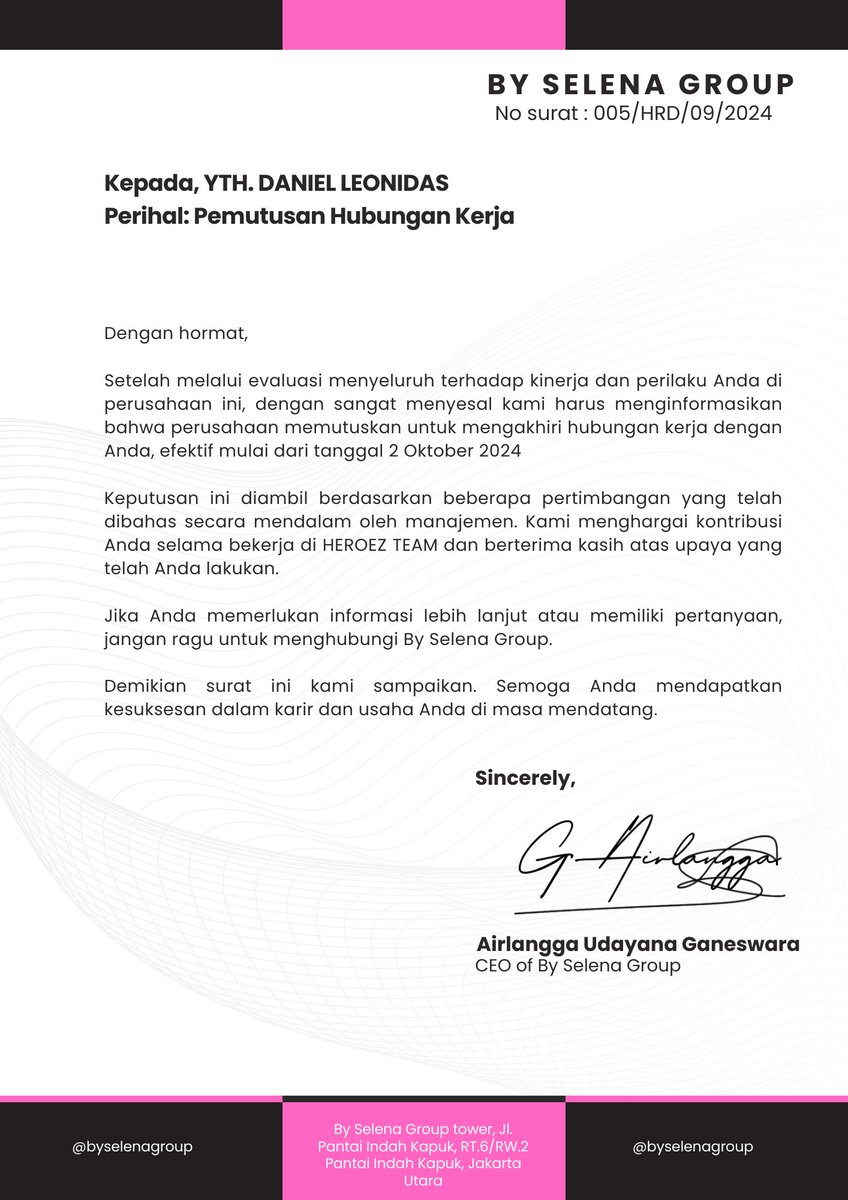 ㅤ 

✉️ ( Kamu mendapat email!)

Kepada: @ilusifmalam
Dari : Hrdteam@bysele-group.com
Tembusan : 
Airlangga@bysele-group.com, <a href="/psurify/">Ganeswara, Lingga</a> ; Dewa@bysele-group.com, <a href="/jerembahina/">𝐒𝐀𝐃𝐄𝐖𝐀𝐖</a> ; Heroezteam@bysele-group.com, @heroezid

ㅤㅤ