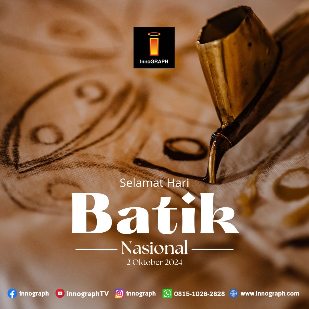 innograph_'s tweet photo. Selamat memperingati hari Batik Nasional. Batik mengajarkan kita kesabaran dan ketelitian, seperti membuat batik, hasil terbaik datang dari usaha yang tekun. https://t.co/0yihh4sbEA