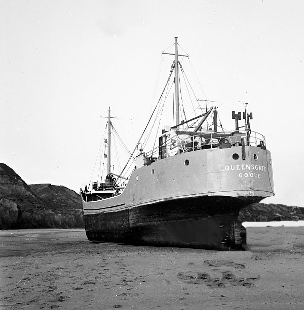 OTD 1964 the MV Queensgate ran ashore in fog at 0400hrs at Happy Valley, 1 mile west of Whitby. Whitby Lifeboat, RNLB Mary-Ann Hepworth was launched to assist the vessel. The Queensgate was successfully refloated the following day with the Lifeboat standing by.